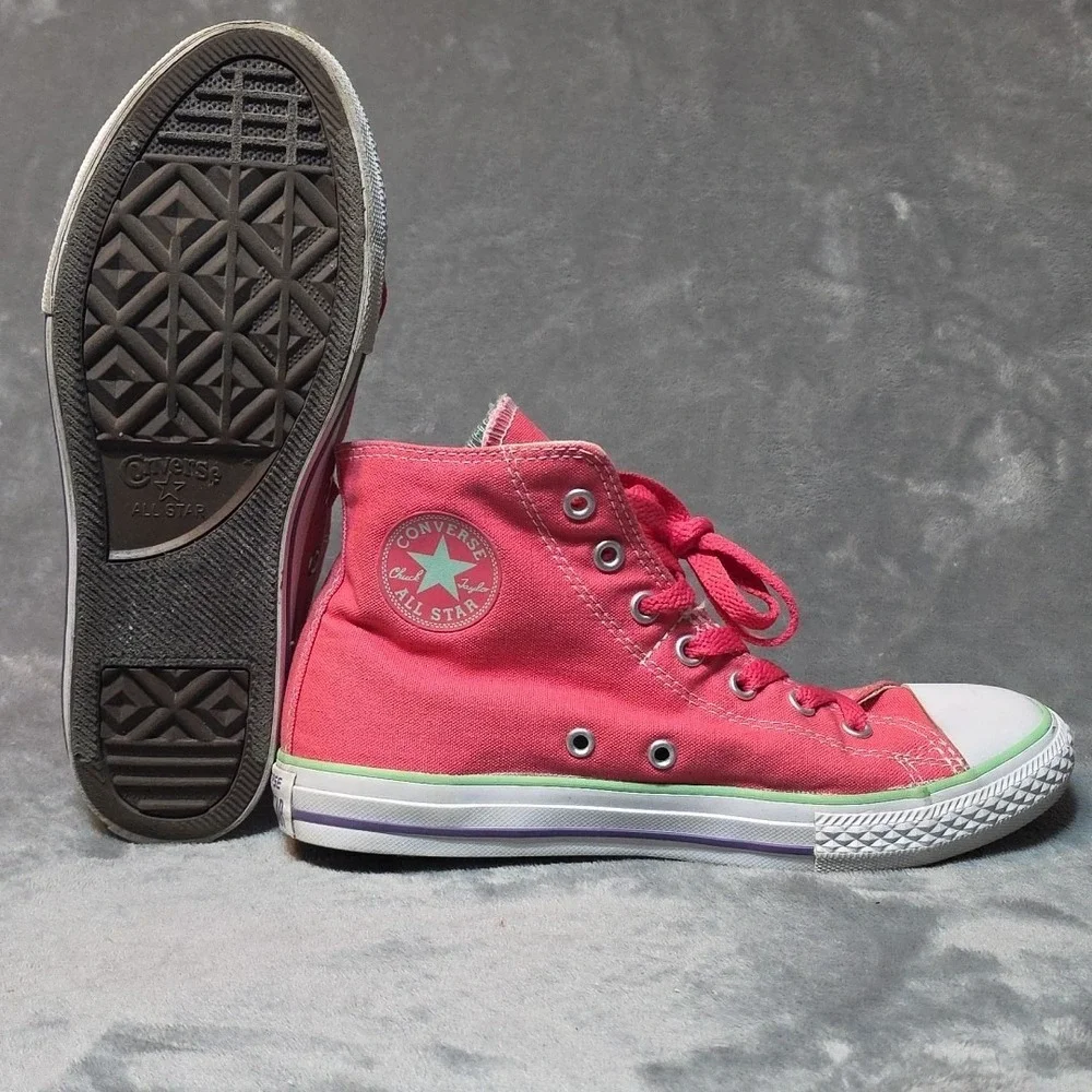 Girls Kids‎ Converse Chuck Taylor Two Fold Hi 645429F Pink Green Sneakers...